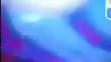 Smiling girlfriend video call to boyfriend shows boobs