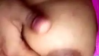 Cute girlfriend selfie boobs show to boyfriend
