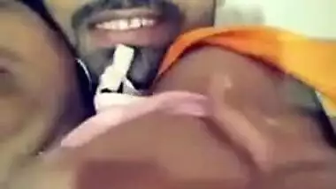 Indian uncovers her full XXX tits for sex partner who touches them