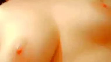 Brown hair girl cute boobs showing selfie MMS