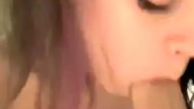 Red haired babe sucking her boyfriend cock